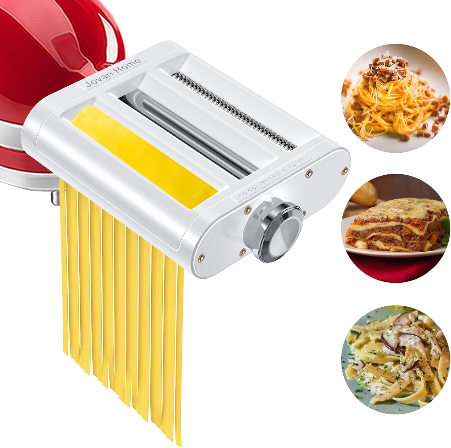 Pasta Maker Attachment for Kitchenaid Stand Mixers 3 in 1 Set Includes Pasta Roller Spaghetti Cutter & Fettuccine Cutter, Pasta Attachment for By Jovan Home