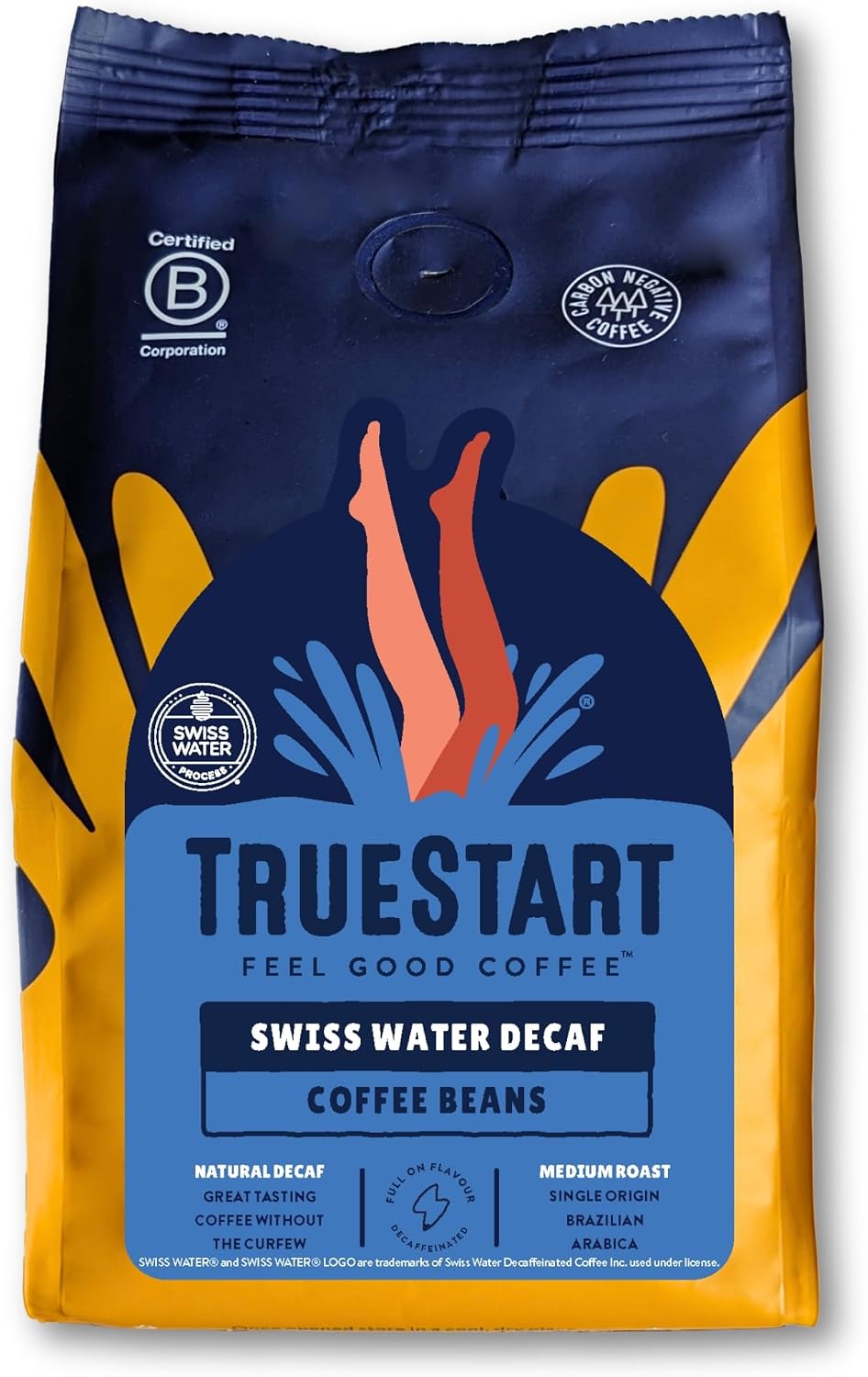 TrueStart Coffee Beans, Swiss Water Decaf, 200g, 1 Pack