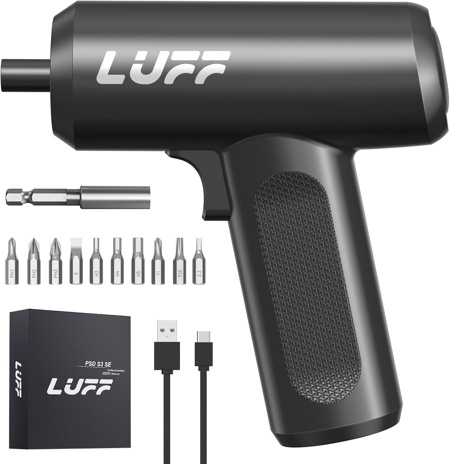 Electric Screwdriver Set, 4V Cordless Rechargeable Screwdriver with 4.5 N.m Torque, 1500 mAh Battery USB-C, LED Light, 12 Bits for Furniture/Electrical Repairs