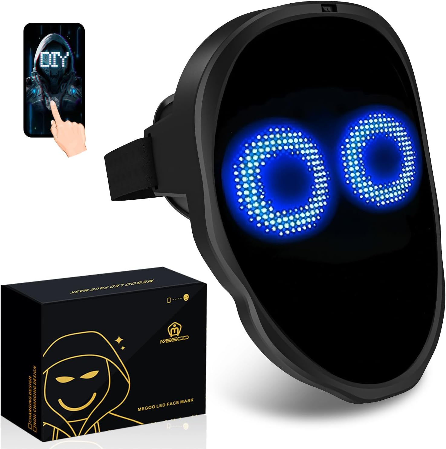MEGOO Led Mask with Bluetooth Programmable App,Light Up Digital Face Mask