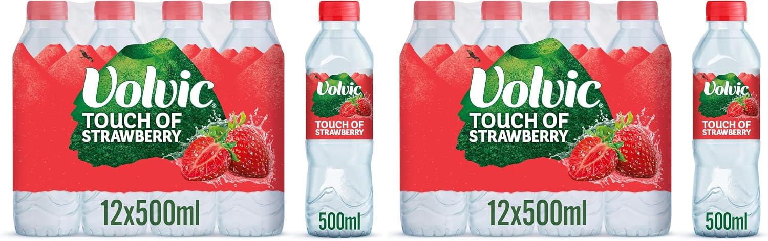 Volvic Touch of Fruit Strawberry Still Flavoured Water Multipack 12 x 500ml (Pack of 2)