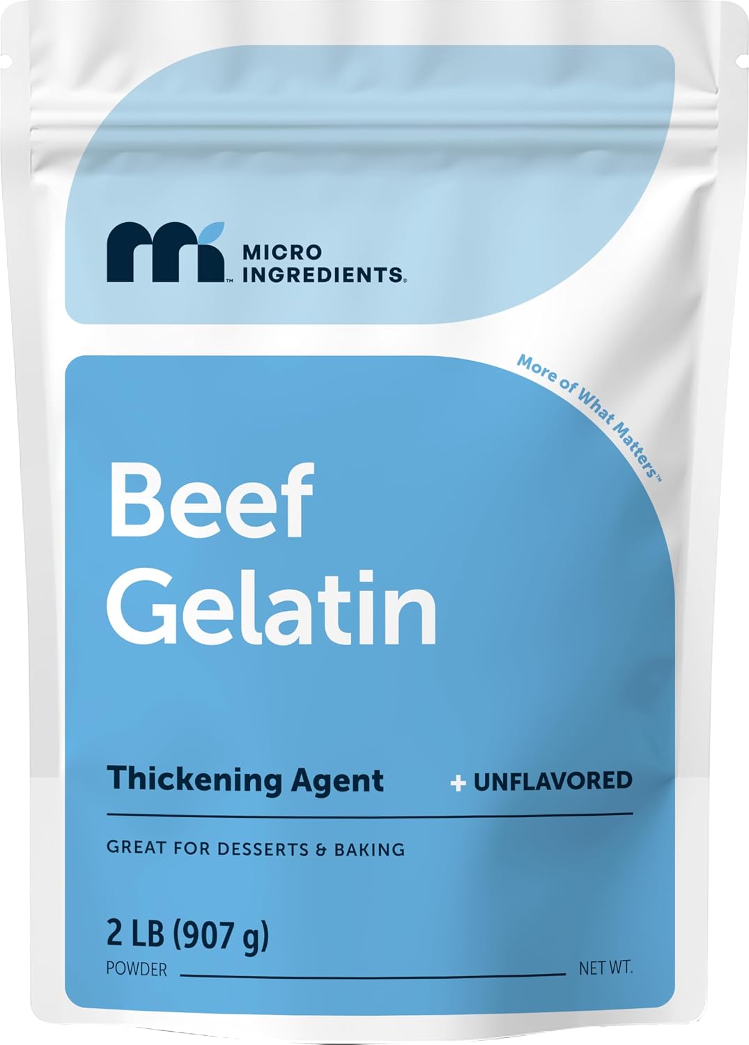 Beef Gelatin Powder, 2lb (32oz) | Premium Source from Grass-Fed & Pasture Raised Beef | Unflavored Thickening Agent for Cooking & Baking | Rich in Natural Protein & Collagen | Non-GMO, Gluten Free