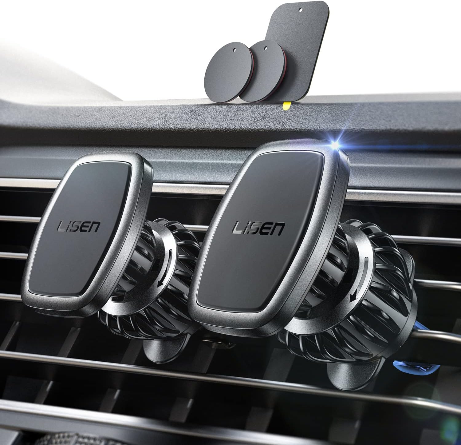 LISEN Magnetic Phone Holder for Cars, [Ultra Magnet] Car Phone Holder Magnetic for Air Vent [Metal Hook], Magnet Phone Mount Compatible With iPhone 16 Pro Max 15 14 13 12, Galaxy S25 Ultra