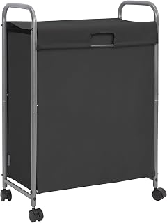 STORAGE MANIAC Rolling Laundry Hamper with Lid, 85 L Laundry Sorter with Wheels, Laundry Basket, 2 Loads Dirty Clothes Hamper, Laundry Organizer, Laundry Cart with Wheels for Small Space, Black