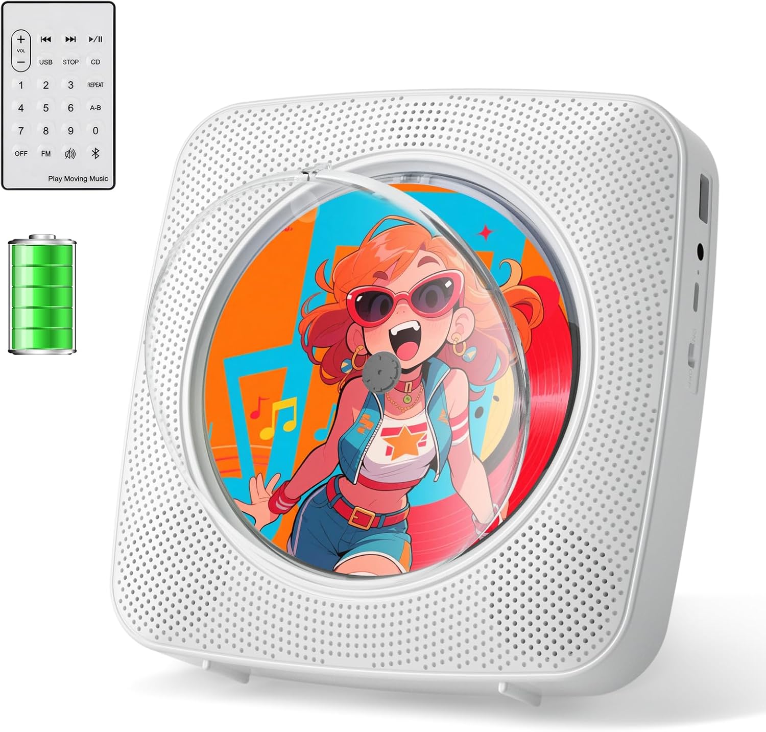 Gueray CD Player Portable Rechargeable: CD Players for Home Portable CD Player with Bluetooth & Dual Speakers 1800mAh with LCD Screen Display Boombox FM Radio USB Type-c MP3 Music Player