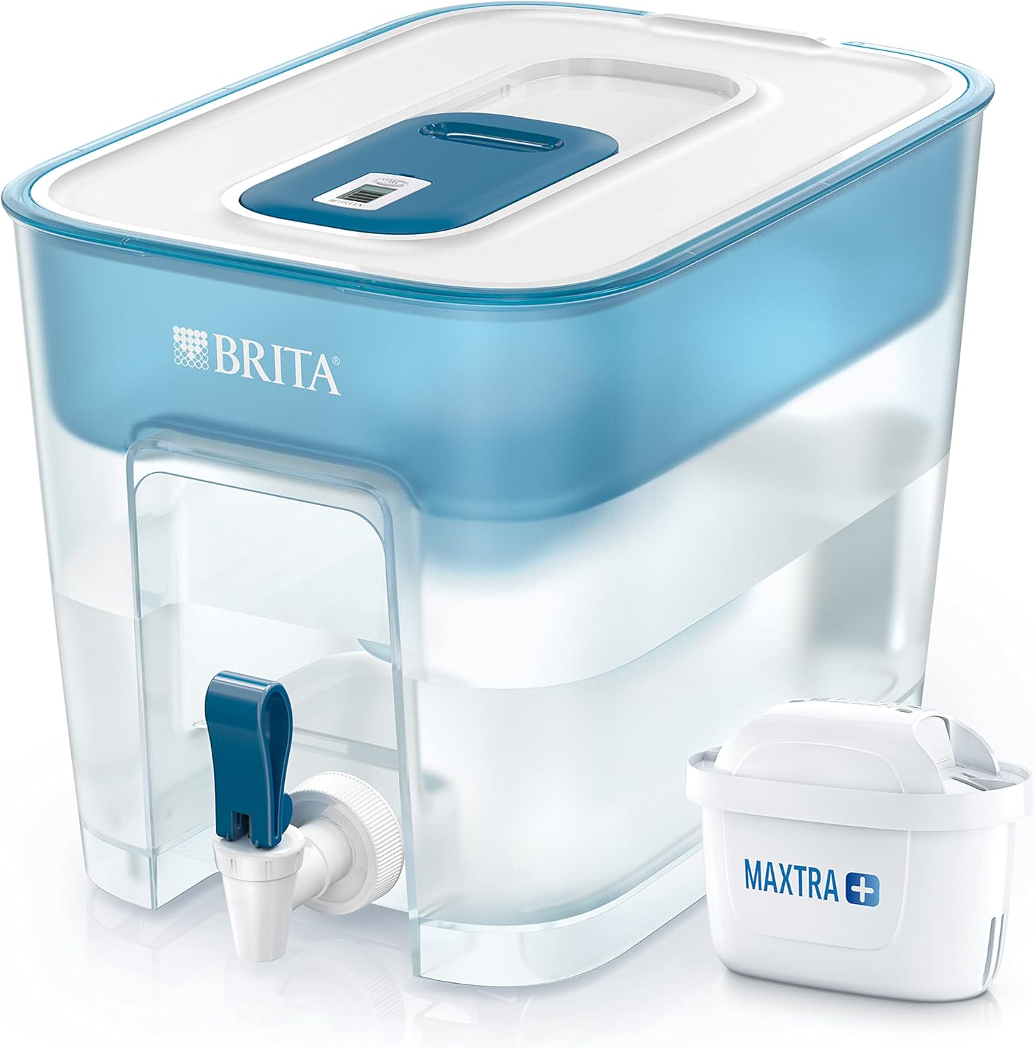 BRITA Flow XXL fridge water filter tank for reduction of chlorine, limescale and impurities, 8.2 L -Blue
