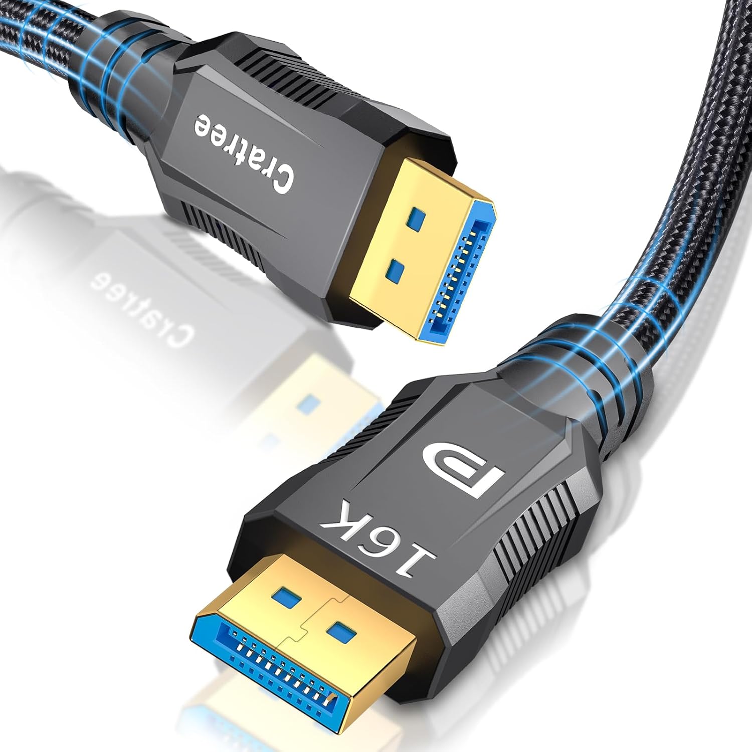 16K DisplayPort 2.1 Cable 6.6 FT -VESA Certified DP to DP Braided Cord-Support 80Gbps,16K 60Hz,8K 120Hz,4K 240Hz /165Hz /144Hz - Compatible for FreeSync/G-Sync/Gaming Monitor/PC