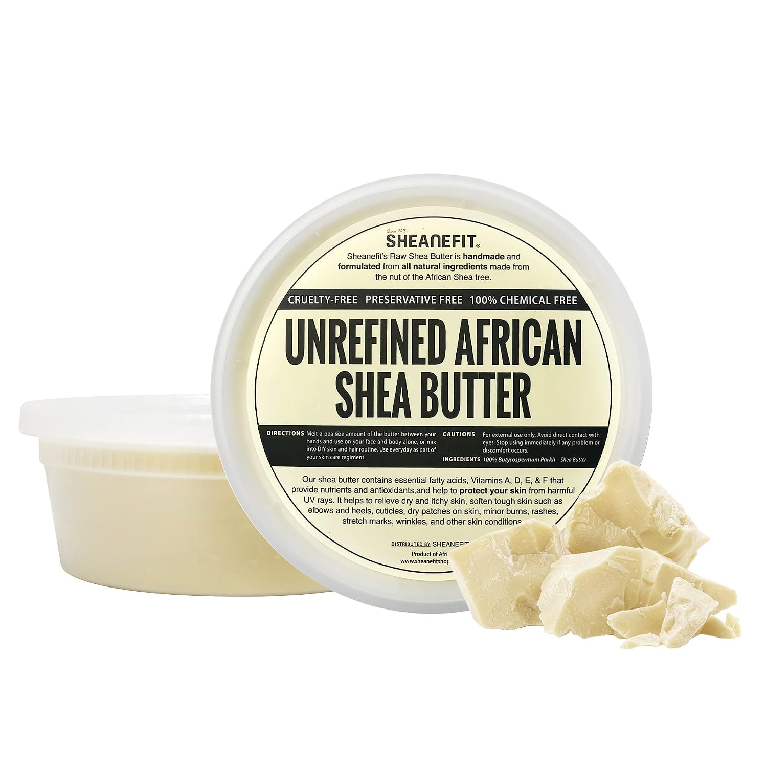 Raw Unrefined African Shea Butter, Natural Body Butter, Soft & Smooth Daily Moisturizer For Face & Body Ivory 8oz (Pack of 1)