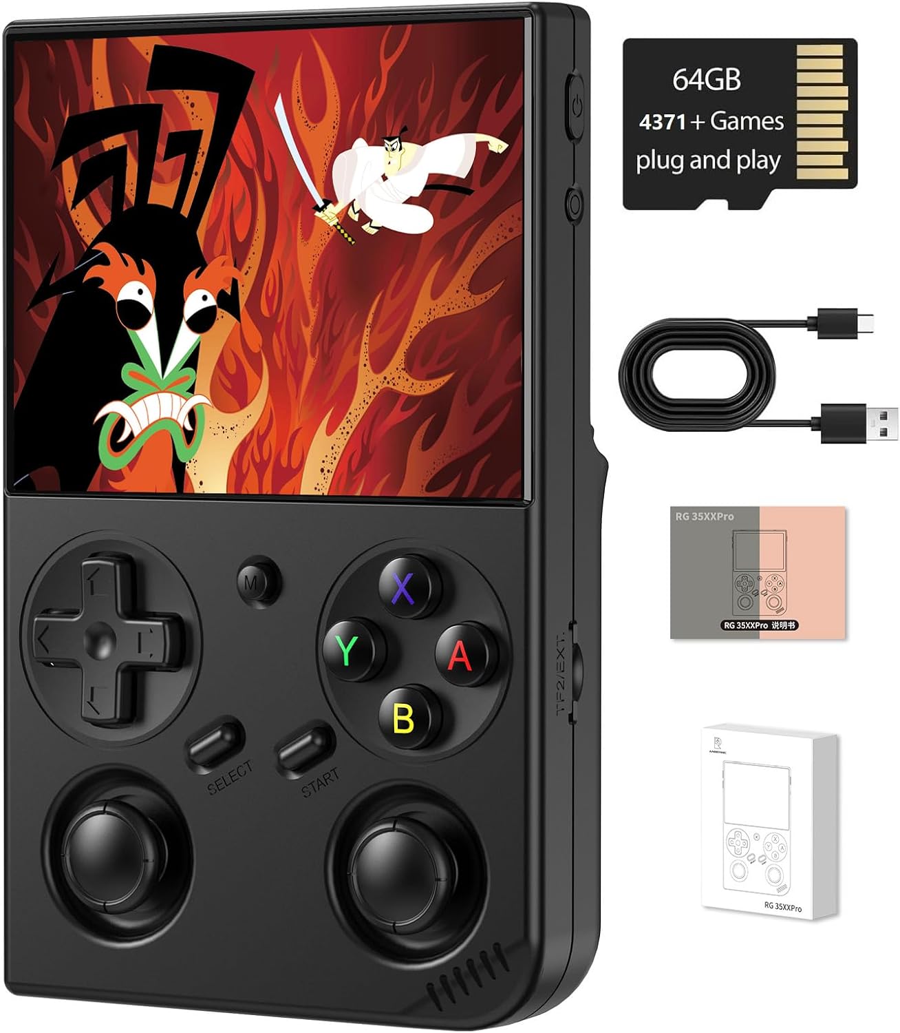 Anbernic RG35XX Pro Retro Handheld Game Console , RG 35XXPro Support HDMI TV Output 5G WiFi Bluetooth 4.2 , 3.5 Inch IPS Screen Linux System Preloaded 4353 Games 3200mAh Battery(Black-New)