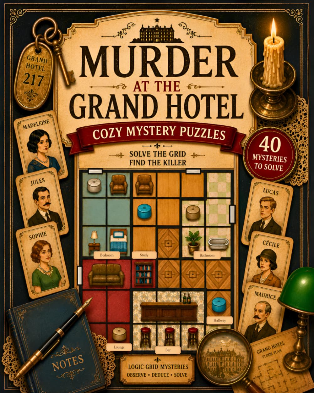 Murder at the Grand Hotel: A Cozy Mystery Logic Puzzle Book