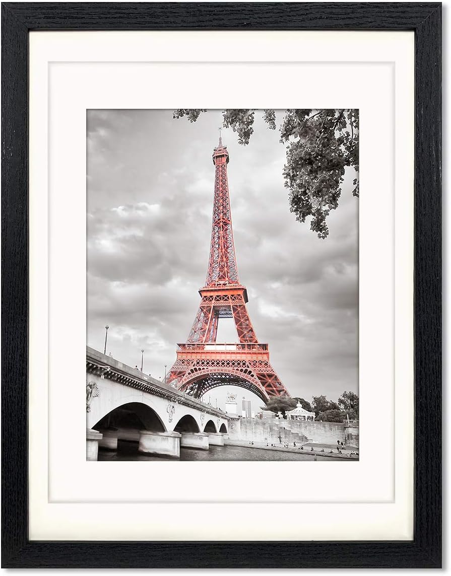 12x16 Frames with Mat to Display 11x14 Picture or 8.5x11 Photo 12 x 16 Black Solid Wood Picture Frame Wall Art for Living Room Wall Mount and Tabletop Decor(2 Mats)