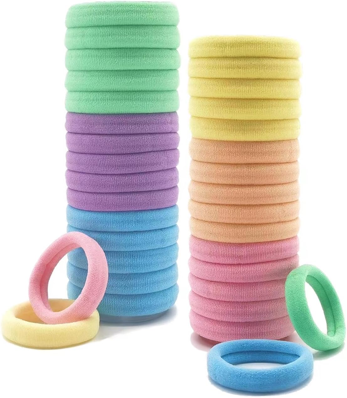 Yedtreg Hair Bands for Girls, 30 Pack Soft Hair Ties No Damage for Women, Seamless Hair Bobbles for Thick Curly Hair, Strong Elastic Ponytail Holders Hair Accessories (Multi-Colour)