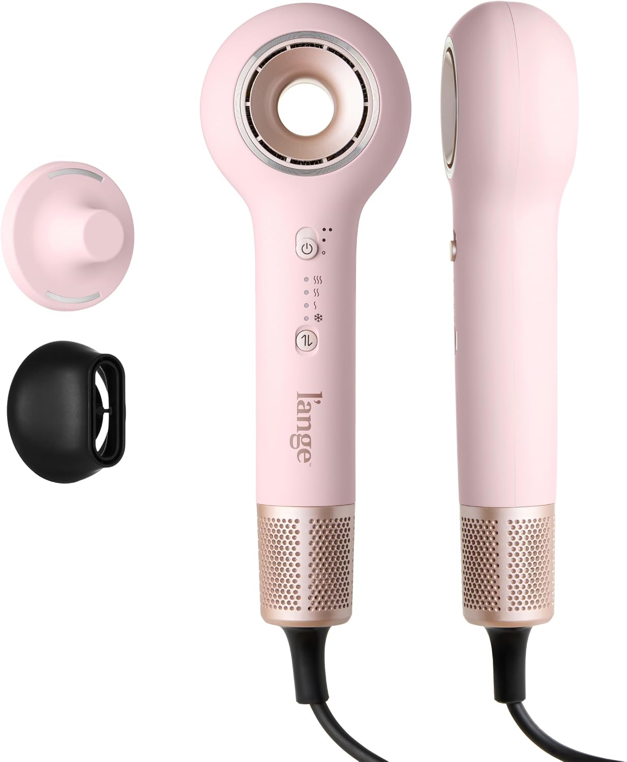 L'ANGE HAIR Axia HaloRing Ionic Hair Dryer | High Speed Professional Blow Dryer for Smooth, Frizz-Free Styles | Lightweight Brushless Motor with Concentrator & Wall Mount | 4 Heat Settings | Blush