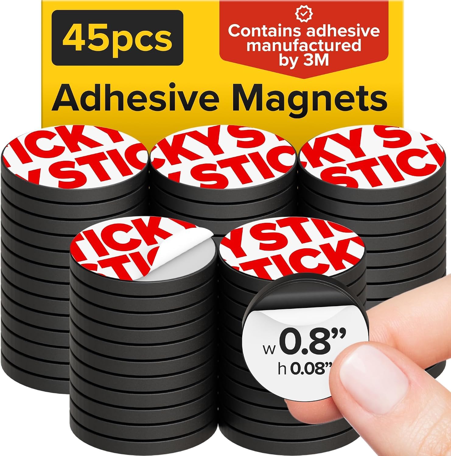 Round Flexible Magnets with Adhesive Backing - (45pcs 0.8"x0.08"/2x0.2cm) Magnetic Dots for Whiteboard, Fridge - Stickers for Planning and Organization - Teacher Must Have - Classroom Supplies