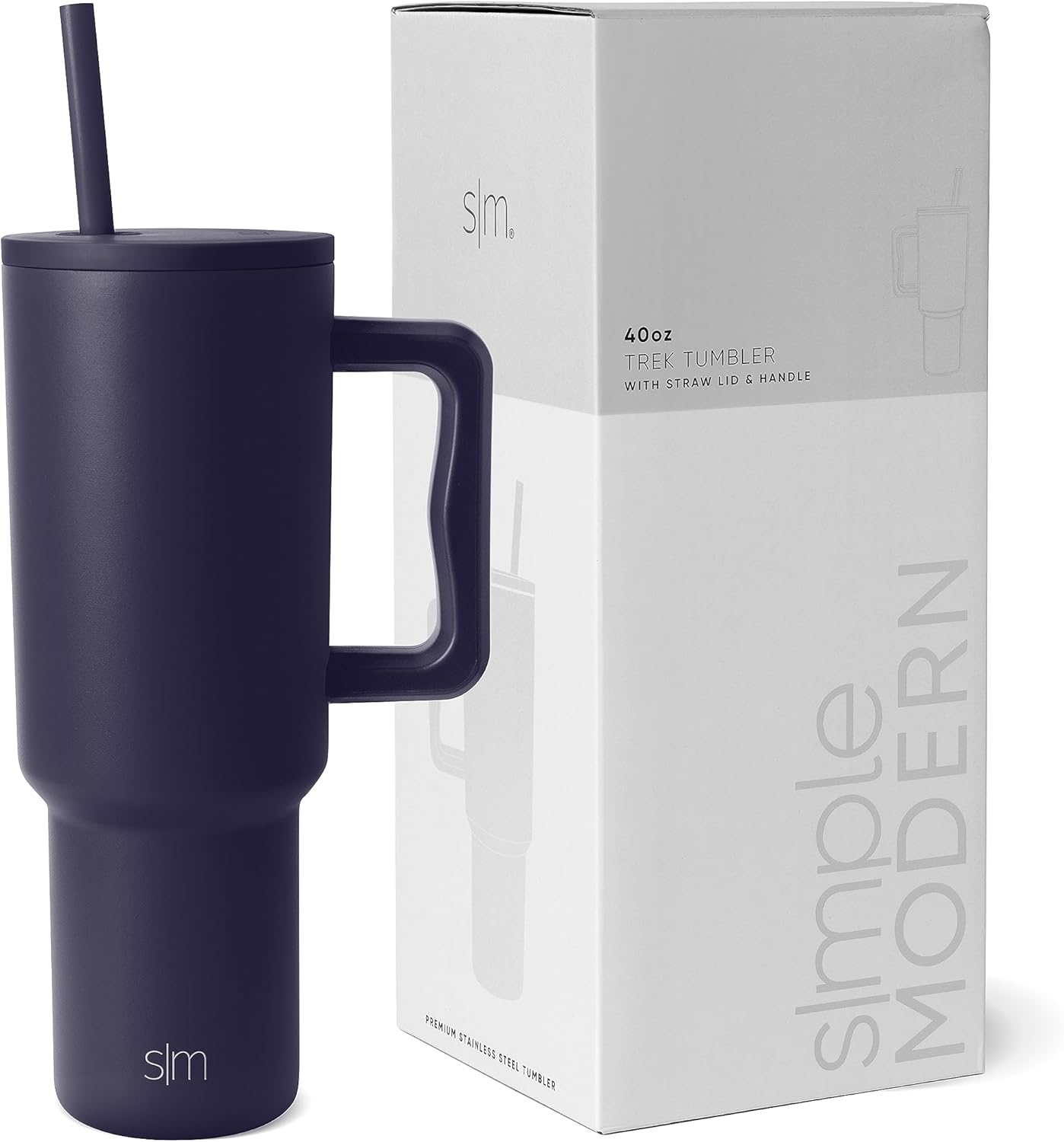 Simple Modern 40 oz Tumbler with Handle and Straw Lid | Insulated Reusable Stainless Steel Water Bottle Travel Mug Cupholder Use | Gifts for Women Men Him Her | Trek Collection | 40oz | Night Sky