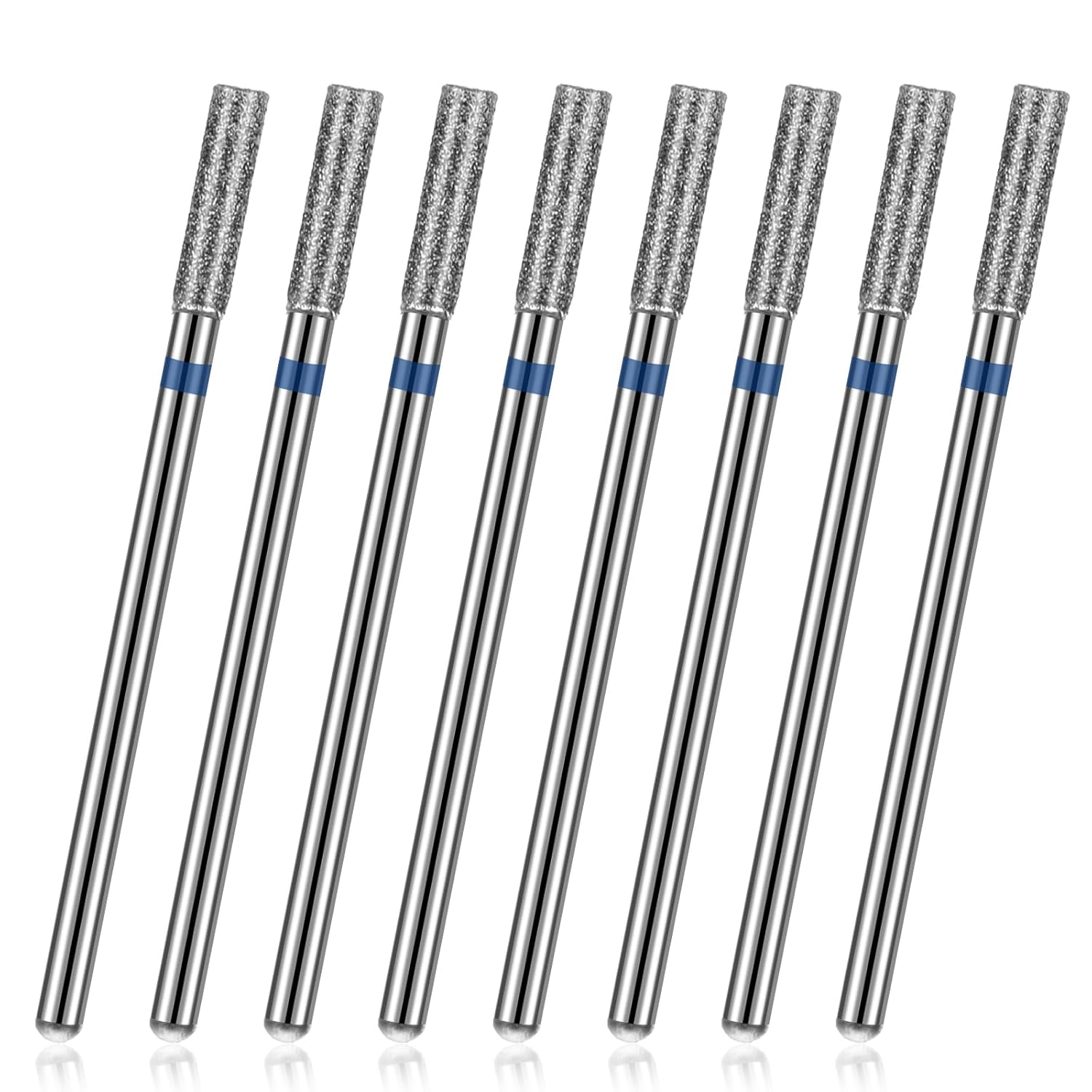 8 Pcs 3/32'' Cuticle Clean Drill Bit Cuticle Nail Drill Bit Set Electric Nail File Machine Cuticle Bits Diamond Nail Bits Manicure Pedicure Polishing Kit with Case for Nail Salon Manicure