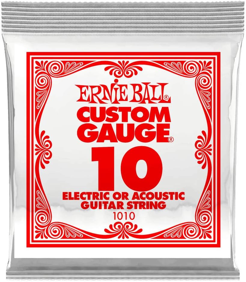 Ernie Ball GuitarStrings, 6 Pack of 0.10 Custom Light, High Carbon Steel for Acoustic and Electric Guitars