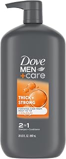 DOVE MEN + CARE 2-in-1 Shampoo + Conditioner Thick + Strong for Fortifying Hair from Root to Tip, with Calcium, 31 oz