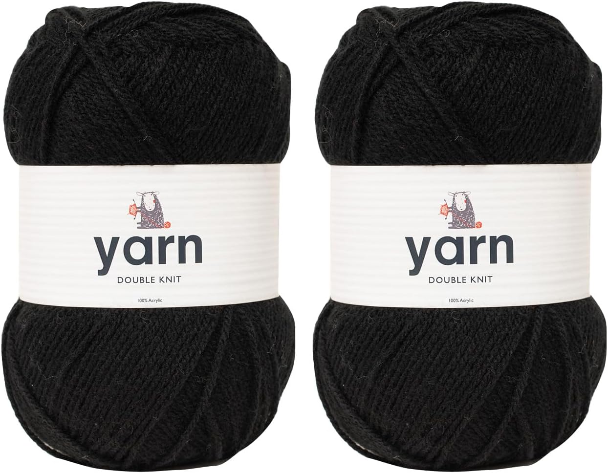 Korbond DK Acrylic Yarn 2 x 100g, Knitting & Crochet, Approx. 580m, Black