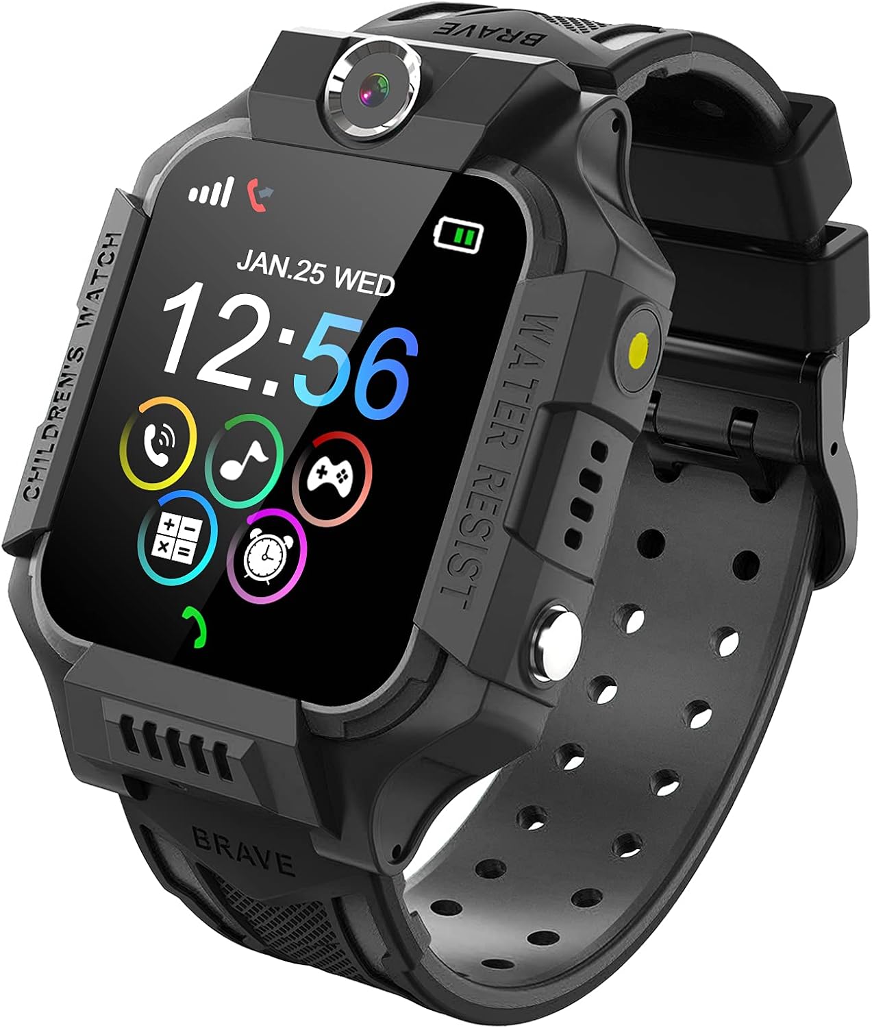 PTHTECHUS Kids Smartwatch for Boys Girls Phone Games Video Smart Watch for Kids Children with Pedometer Camera Music Player SOS Flashlight Birthday Gift (Black)
