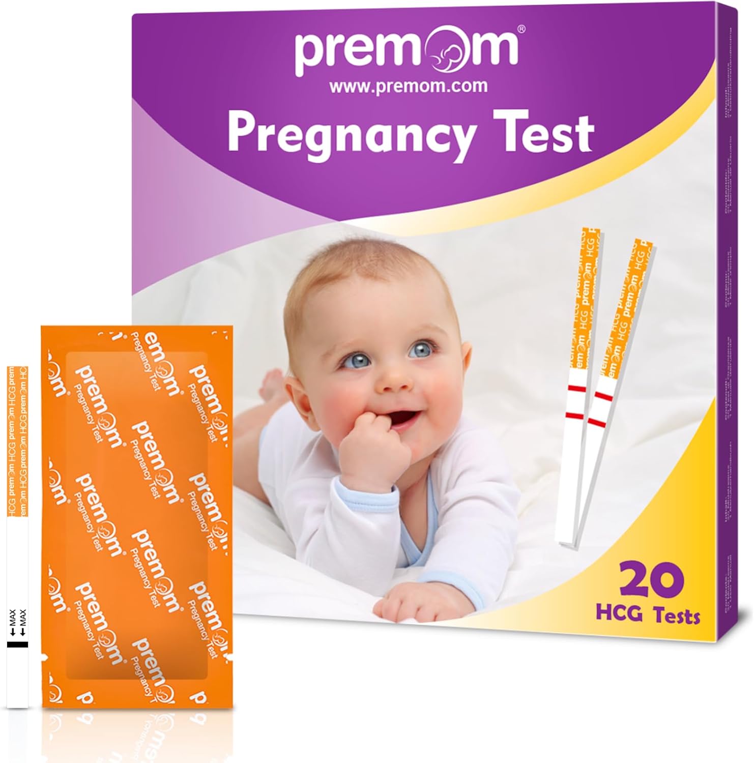 Premom Early Detection Pregnancy Test: 20 Pregnancy Test Strips 10mIU/ml Sensitive Ultra Early Home Fertility Test, Powered by Premom Ovulation Predictor