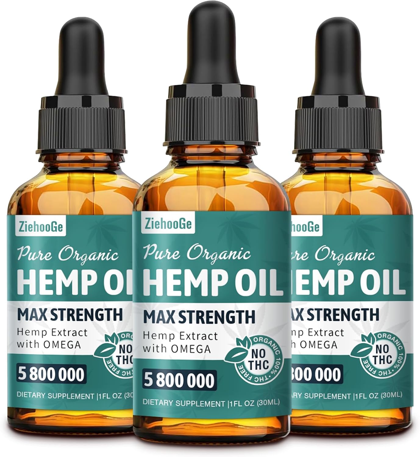 Hemp Oil Organic (3 Pack) - Maximum Strength Hemp Seed Tincture- 100% Natural Drops