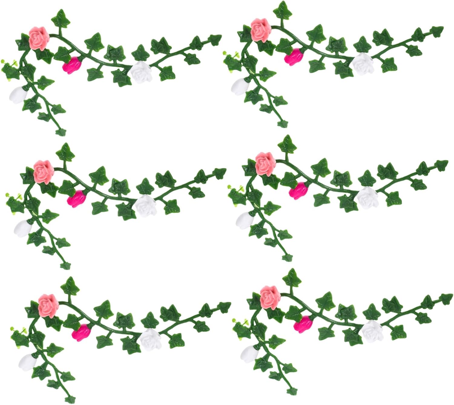 Milisten 6pcs Miniature Artificial Flower Vines for Dollhouse Garden Scene Realistic Simulation Rose Strips Versatile Mini Plants for Fairy Garden Decor and DIY Micro Landscape Accessories