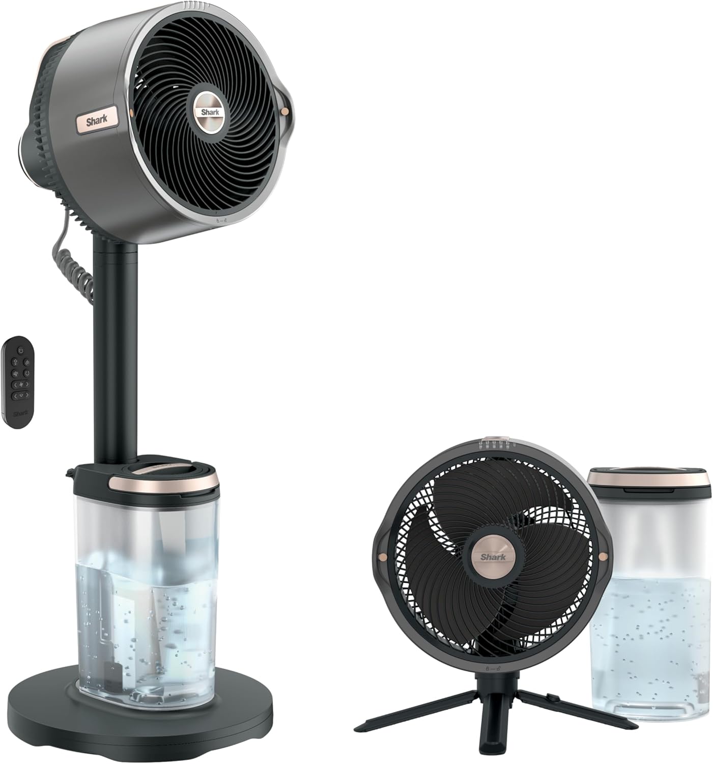 Shark FlexBreeze Pro Mist Fan, Indoor & Outdoor Oscillating Cooling Fan with Misting for Home & Patio, Floor & Tabletop, Portable Cordless & Corded, 24Hr Battery, Remote, Charcoal Grey, FA302​