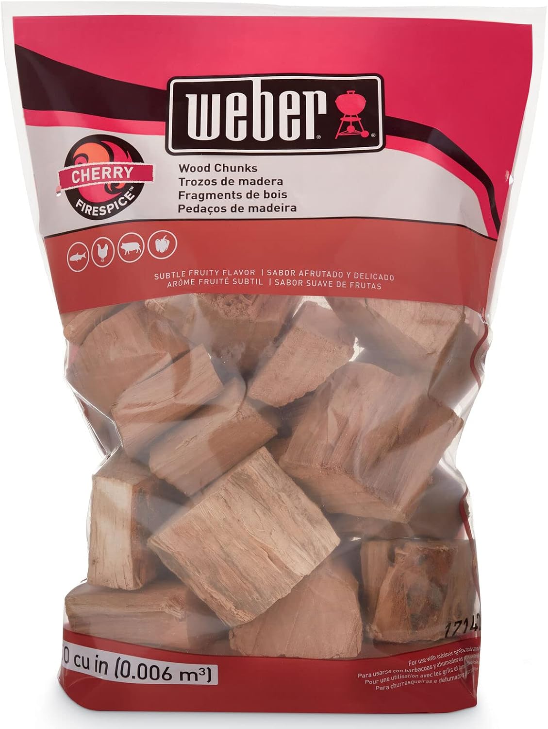 Weber® Cherry Wood Chunks, Outdoor Cooking Fuel, 4 lb