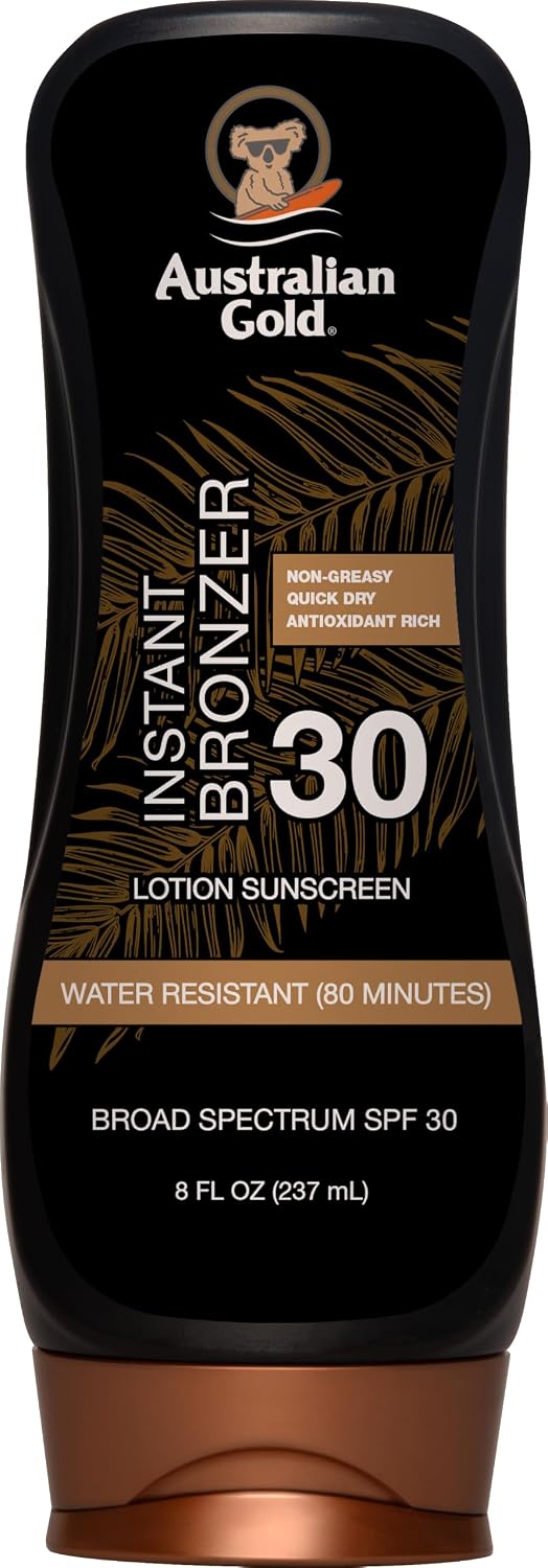 Australian Gold Body Lotion Sunscreen SPF 30 | Instant Bronzer, 8 Fl Oz