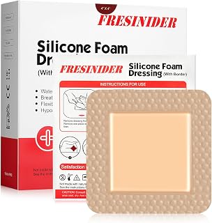 Silicone Foam Dressing with Adhesive Border – Wound Dressing Bandage – Silicone Foam Pad – Pack of 10 – 4 x 4 Inches Large Waterproof Bandages – Self Adhesive Wound Care and Dressings