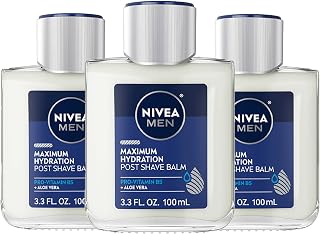 NIVEA MEN Maximum Hydration Post Shave Balm with Aloe Vera and Provitamin B5, Non-Greasy After Shave Balm for Men Replenishes Moisture, 3 Pack of 3.3 Fl Oz Bottles