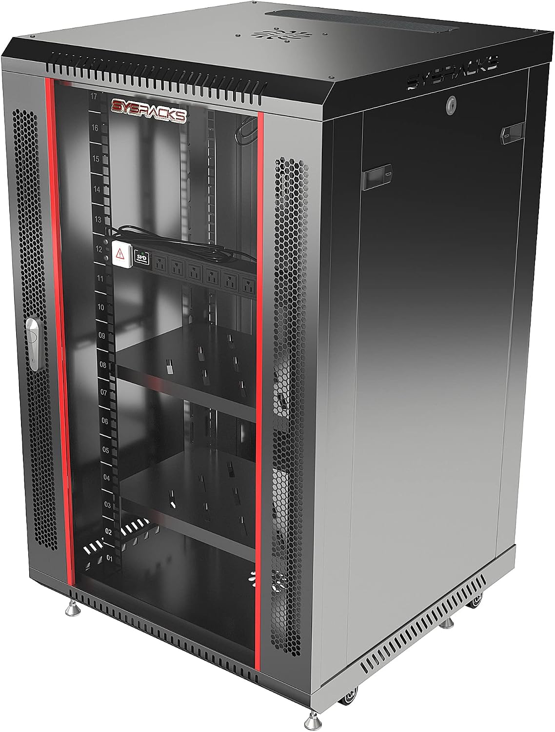 18U Wall Mount Server Rack Cabinet for Home Lab, Office IT and AV Network Installations, 24-Inch Deep 19-Inch Locking Rack with Fan, PDU and Shelves