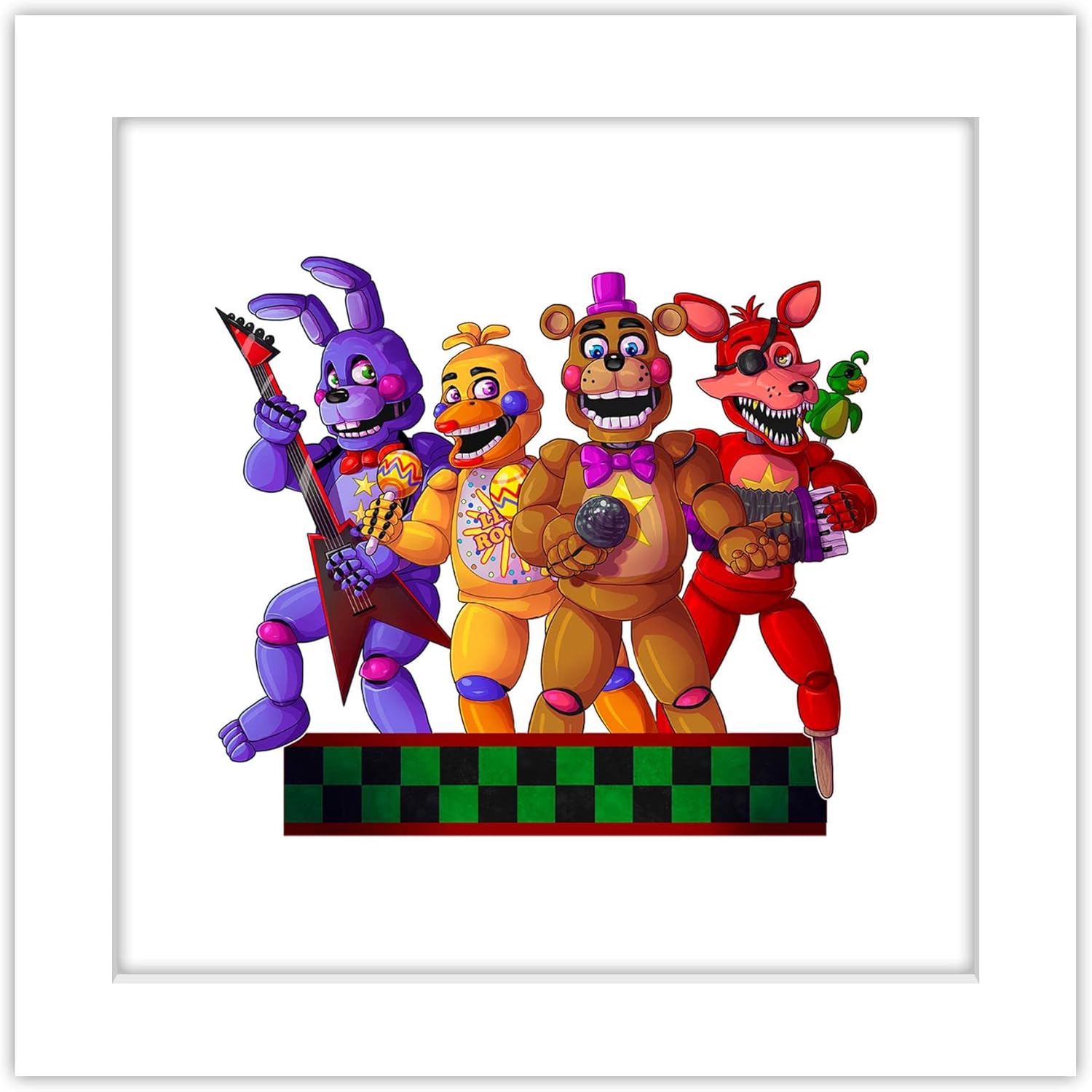 Trends International Gallery Pops Five Nights at Freddy's - Rockstar Group Wall Art Wall Poster, 12" x 12", White Framed Version