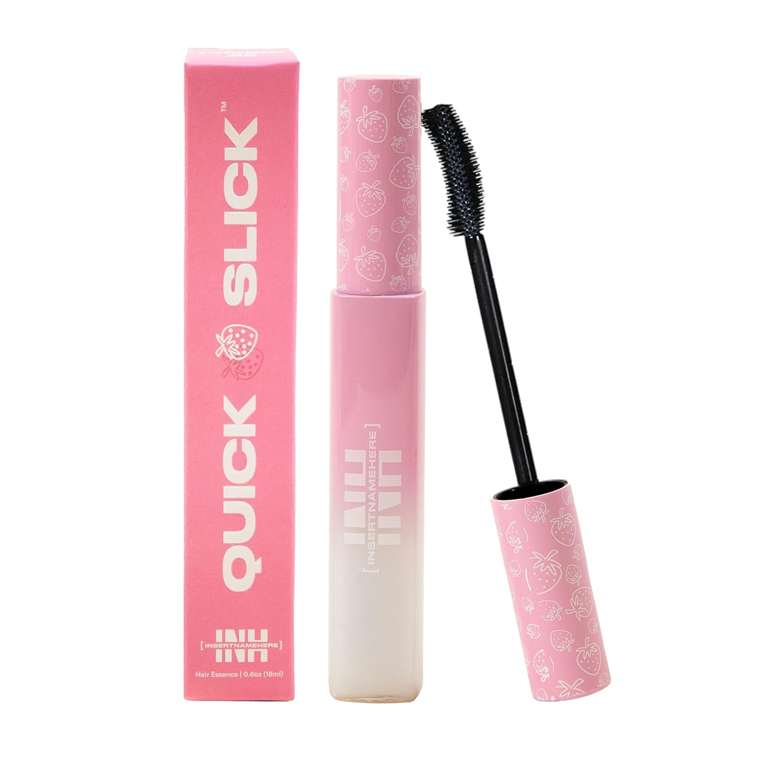 INH Hair Mascara for Flyaways | Quick Slick Hair Finishing Stick for Flyaways, Frizz Control, & Slick Back Look | Non Greasy & Non Comedogenic Smoothing Serum & Frizz Tamer Wand | Strawberry Jam, 18ml
