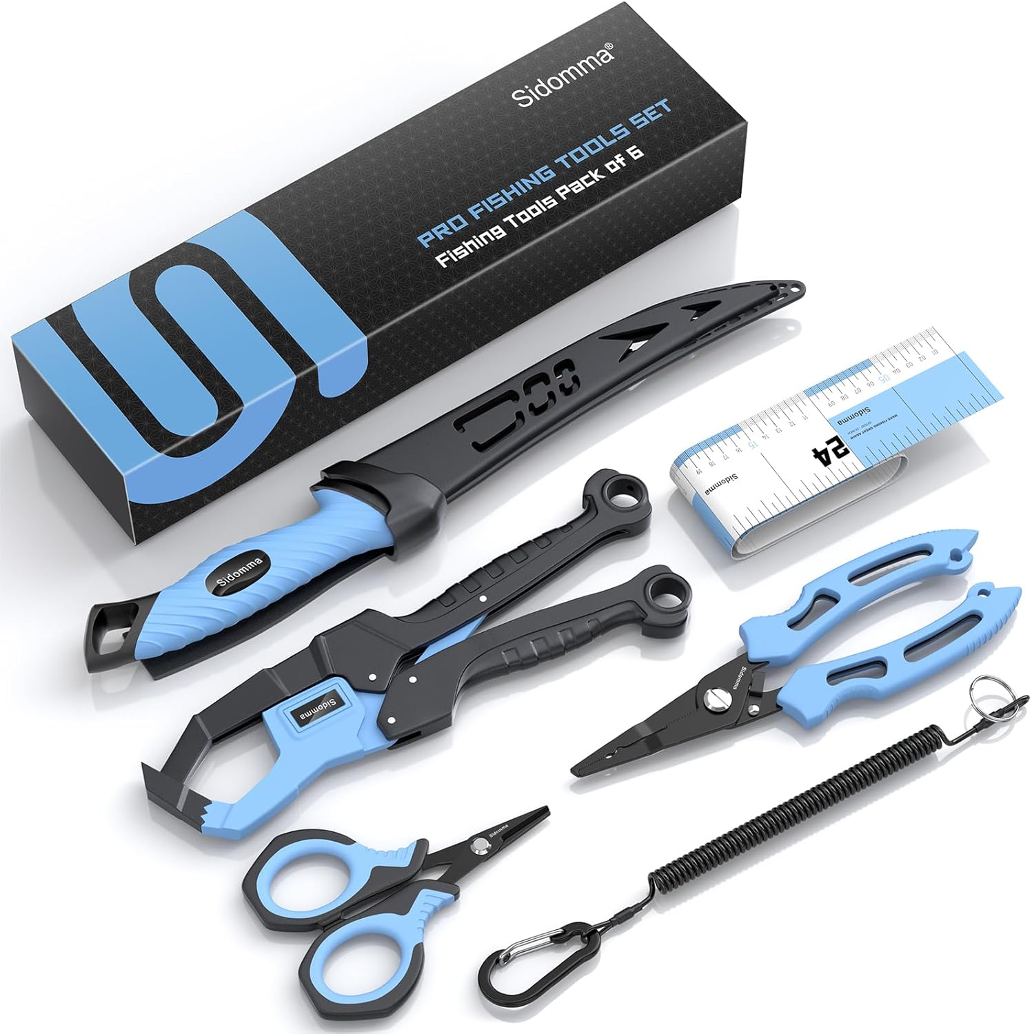 Pro Fishing Gear and Equipment Tools Accessories Kit with Fishing Pliers Fillet Knife Scissors Fish Lip Gripper Fish Ruler Fishing Gifts for Men Saltwater Fishing Fly Fishing Ice Fishing