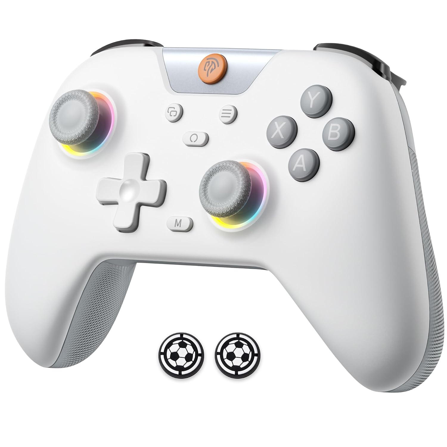 EasySMX X05 Wireless Game Controller for PC,Switch,Android,Steam Deck | Hall Joysticks & Triggers,Turbo Function,Rumble Vibration,RGB,Up to 10 Hours Gameplay,Extra Thumb Grips Included