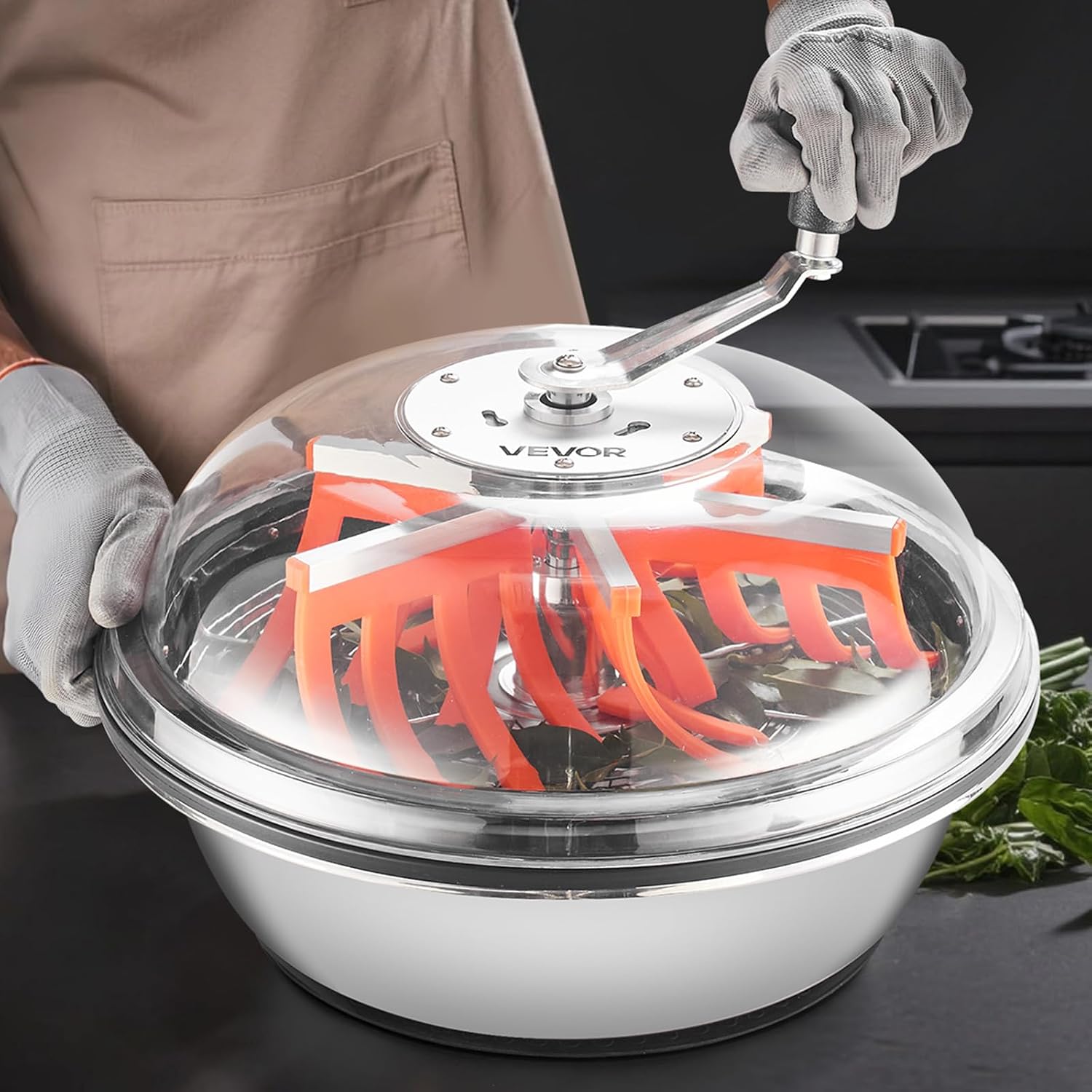 VEVOR Bud Leaf Bowl Trimmer, 16 in Manual Bud Trimmer, with Sharp Stainless Steel Blades, Visual Cutting, Wet & Dry Hydroponic Cutting Machine, Twisted Spin Cut for Plants Leaves Buds Flowers