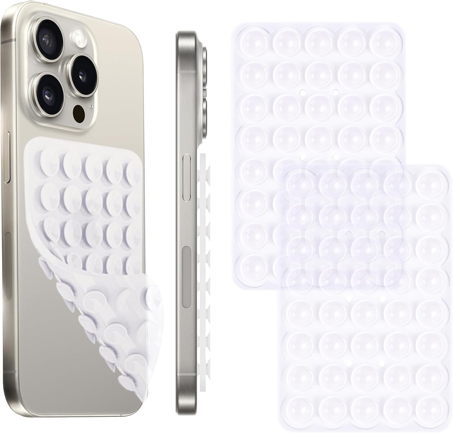 Silicone Suction Cup Phone Case Mount Double Sided, Phone Accessories Hands-Free Sticky Phone Grip for Selfies and Videos, Anti-Slip Phone Suction Grip for iPhone and Android (2pcs-Transparent)