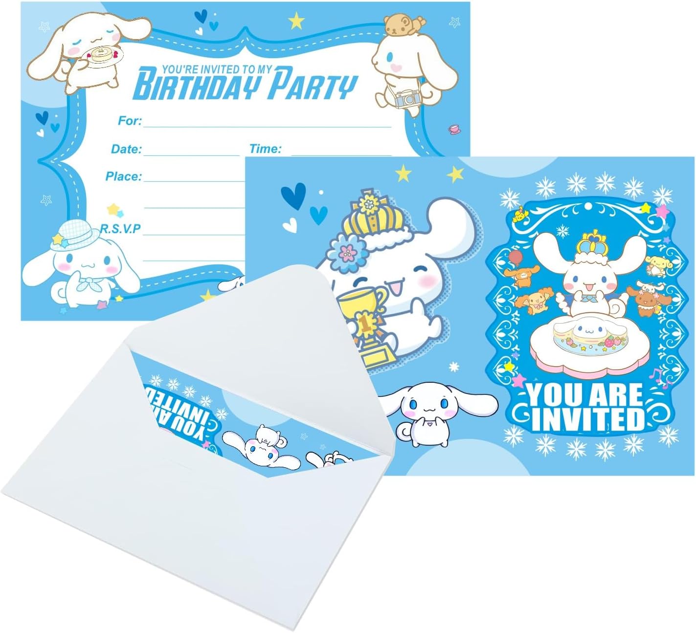 16pcs Cartoon dog Birthday lnvitation Cards Gift Cards with Envelopes for Cartoon dog Theme Party Supplies