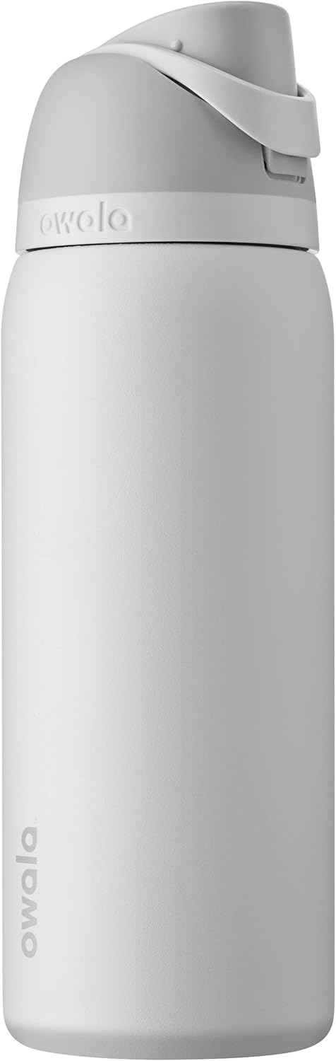 Owala FreeSip Stainless Steel Drinking Bottle with Push Button and Built-in Straw, 940 ml, Shy Marshmallow
