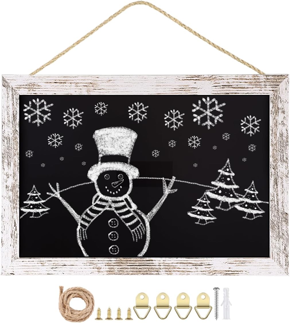 Magnetic Surface Chalkboard, 8.7" * 12.6", Vintage White Wood Frame,Wall Black Board to Use at Home, Office, and Restaurant Sign,Chalkboard-WH2232-US