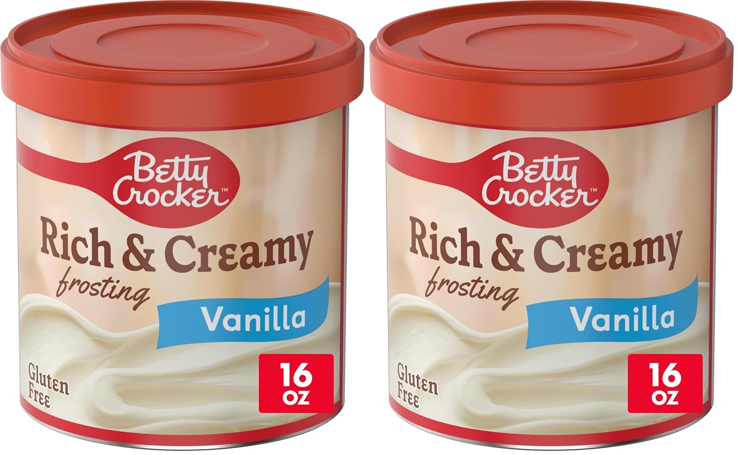 Betty Crocker Rich and Creamy Vanilla Frosting, Gluten Free, 16 oz (Pack of 2)