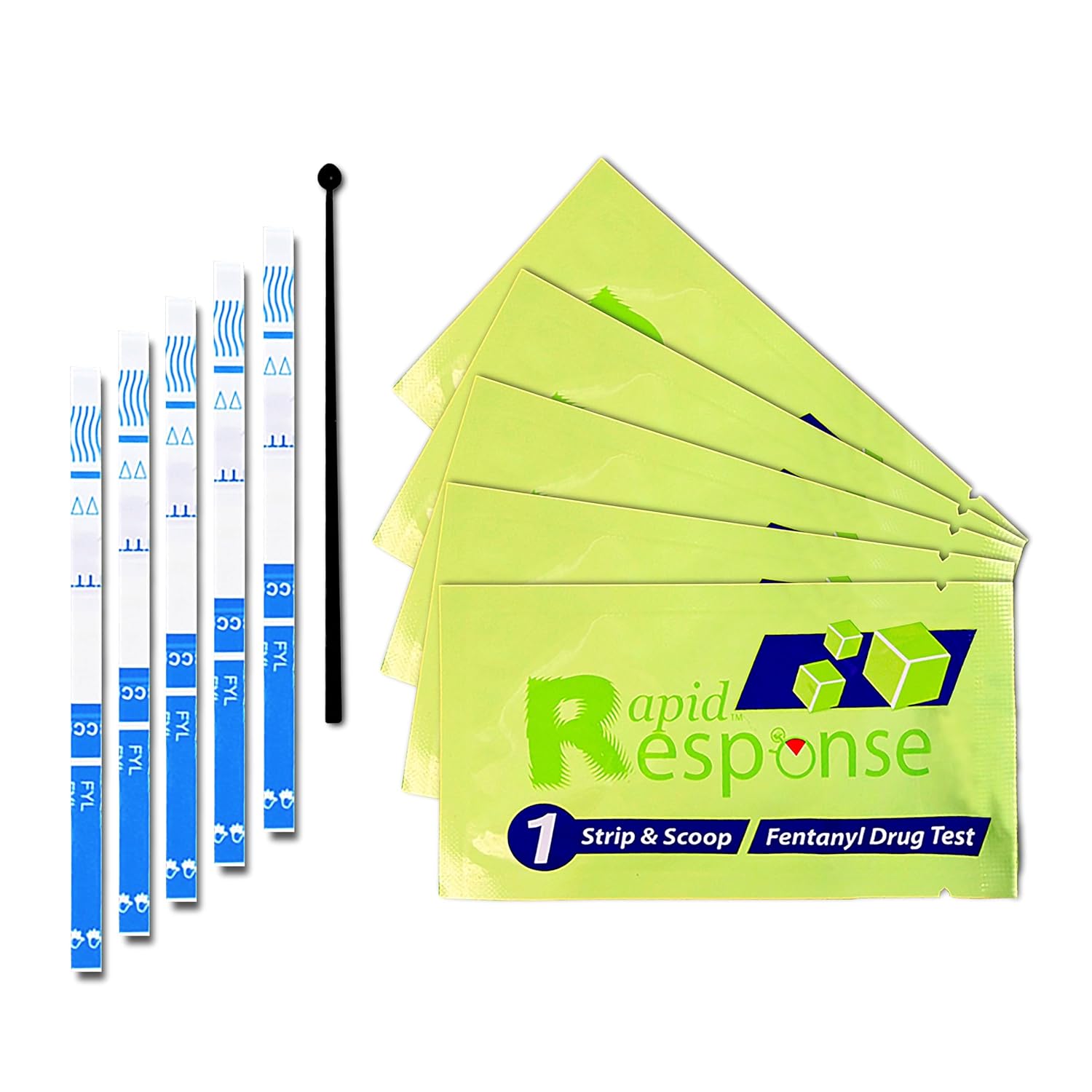 Rapid Response 2.0 Fentanyl Test Strips-5 Pack – Upgraded Drug Testing Kit with Micro Scoop – Fewer Cross-Reactions – Fast & Accurate Harm Reduction Tool for Overdose Prevention(100 Pack)