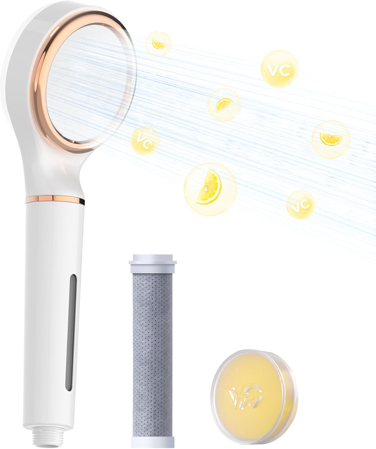 Waterdrop SF02-SL Filtered Shower Head with Handheld, Vitamin C Shower Filter, Hair & Skin Care, Softener Water for Reducing Hair Shedding, Reduce Chlorine, Lemon