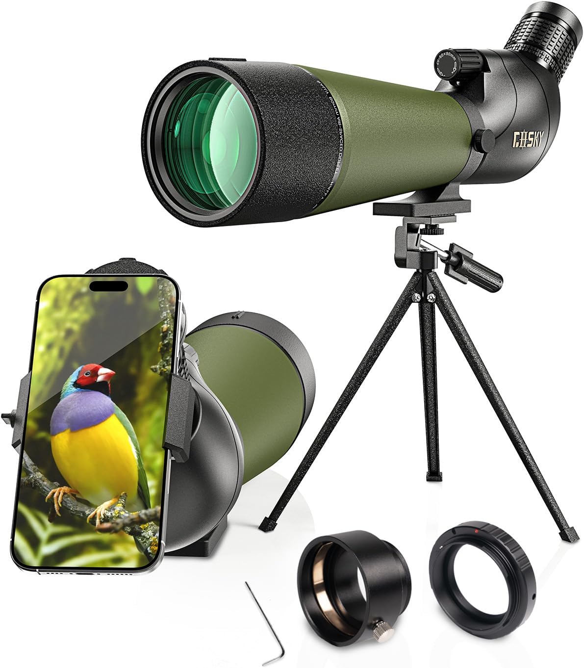 Gosky Updated Newest Spotting Scope - BAK4 Angled Scope for Target Shooting Hunting Bird Watching Wildlife Scenery （Camere adapter compatible）