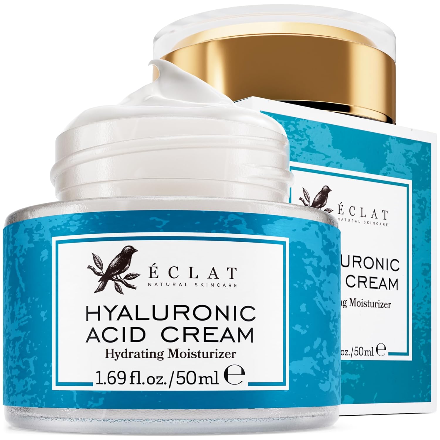 Eclat Skincare Hyaluronic Acid Moisturizer – Anti Aging Face Cream with Vitamin C, Hydrating Facial Moisturizer for Women & Men - Anti Wrinkle Day & Night Cream - Face Lotion - 1.7 fluid ounce