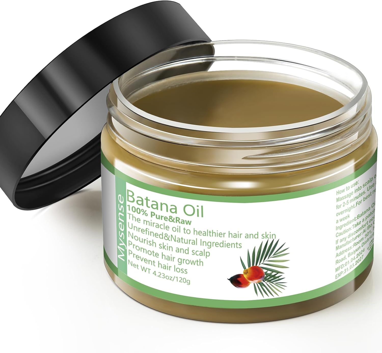 Mysense Raw Batana Oil for Hair Growth, 100% Pure Unrefined Dr. Sebi Hair Growth Oil, Scalp and Hair Care for Women & Men, Prevent Hair Loss, Promote Hair Thickness