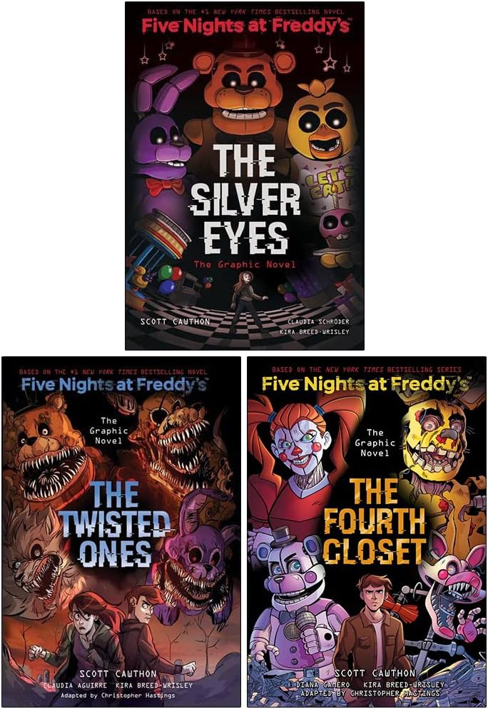 Five Nights at Freddy's Graphic Novel Collection 3 Books Set By Scott Cawthon, Kira Breed-wrisley (The Twisted Ones, The Silver Eyes, The Fourth Closet)