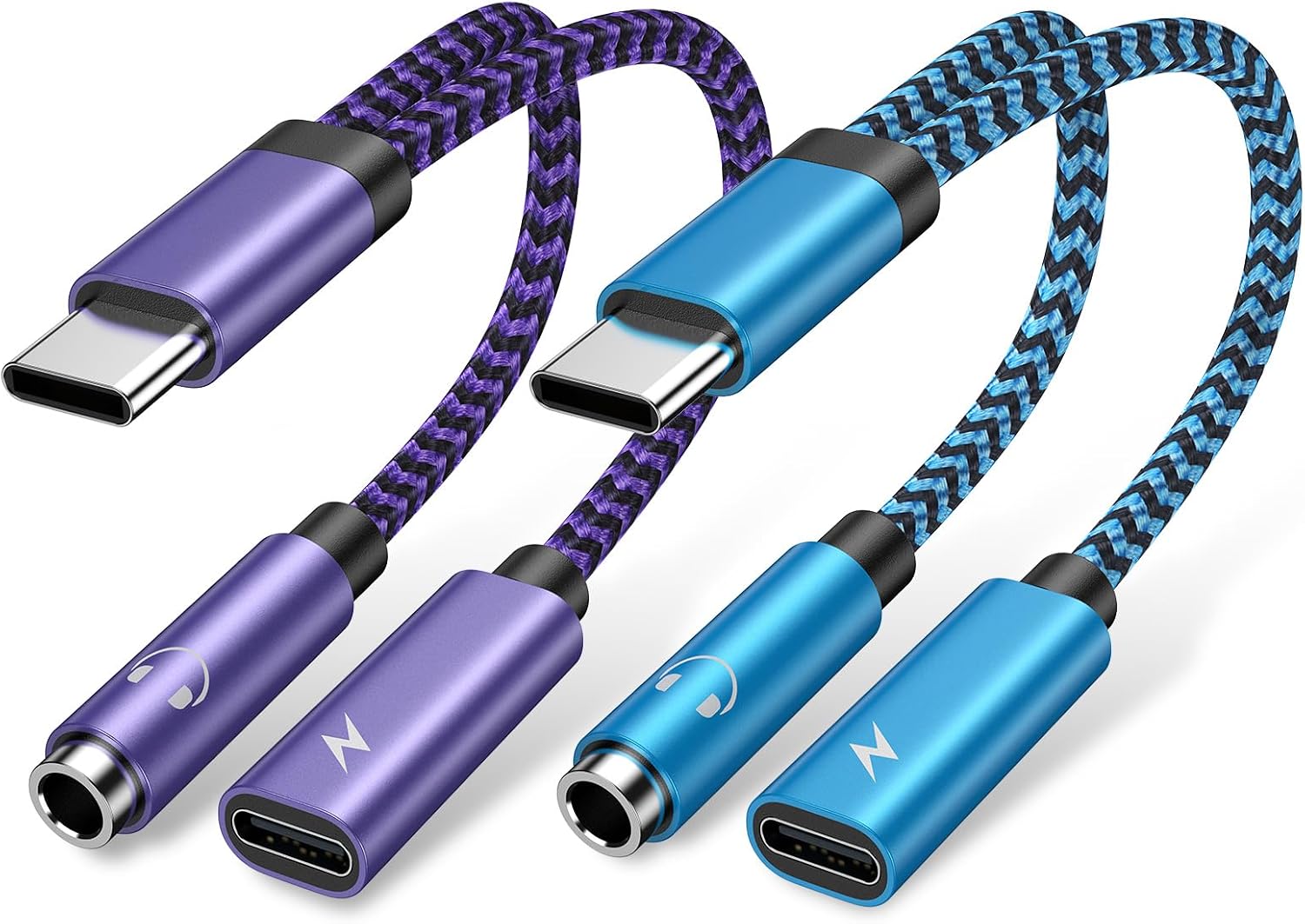 2 Pack Headphone Adapter to USB C 60W Super Fast Samsung Charger Cable for Galaxy S25 Ultra S25 Plus S24 A16 5G A35 A54 S23 S22 S21 FE A53 S20, 2 in 1 Type C 3.5mm Aux Audio Jack Android Dongle Cord